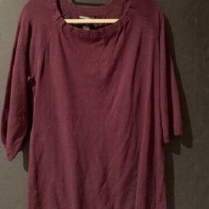 NWT Ladies Medium Sweaterworks Cranberry Color 3/4 Sleeve Sweater
